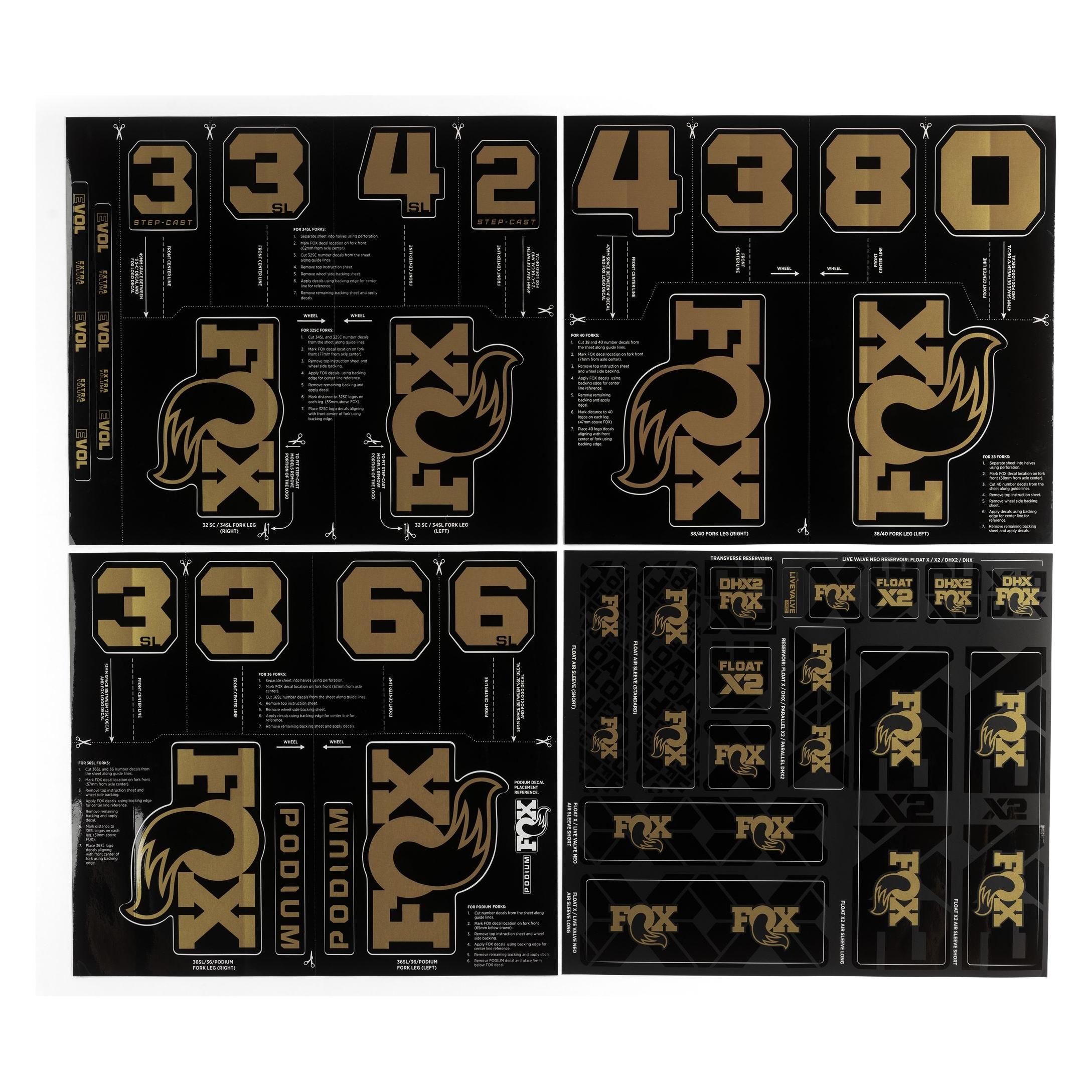 Fox Custom Decal Kit Aufklebersatz, Gabel und Dämpfer, ab 2027, gold (69483367)