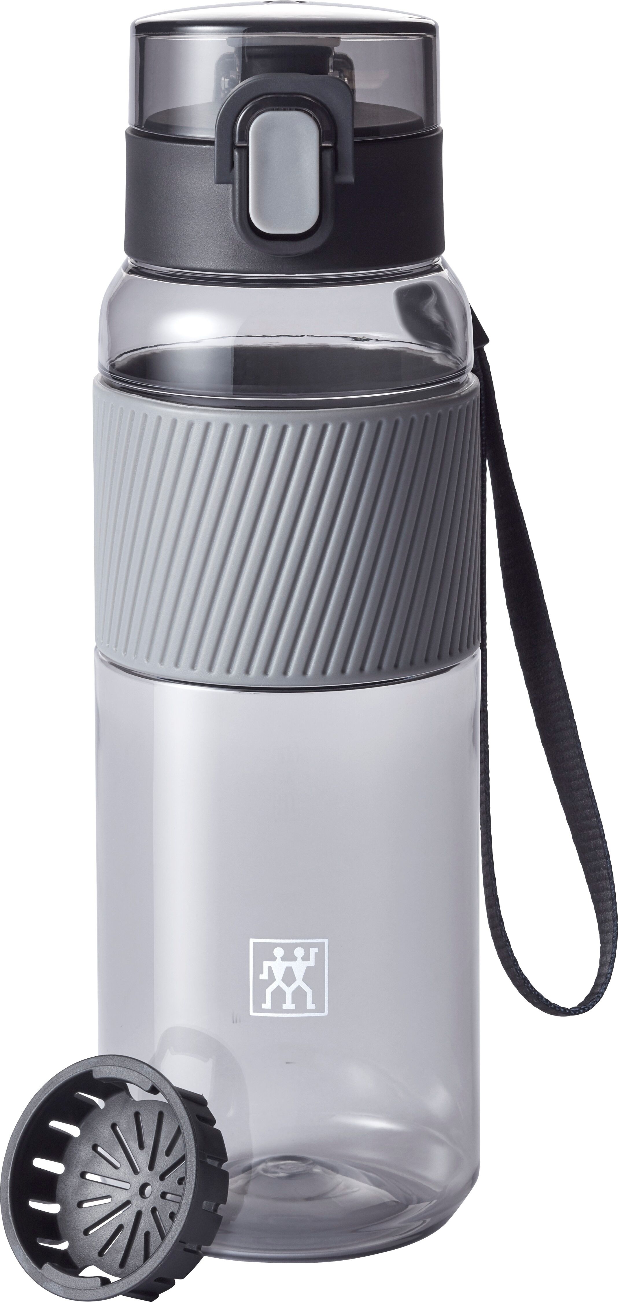 Trinkflasche ZWILLING "Bottle mit Fruchtsieb zum Herausnehmen, Fassungsvermögen ca. 680 ml", grau, H:7,5cm, Tritan, Trinkflaschen, Trinkflasche, bruchfestes Tritan
