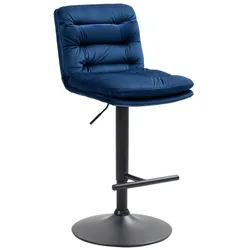 CLP Barhocker Damar Samt schwarz   Farbe: blau, Gestell Farbe: schwarz