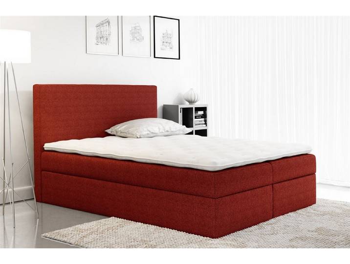 Fun Möbel Boxbett Schlafzimmerbett KELIS in Stoff (inkl. Bettkasten, inkl. Kaltschaumtopper)
