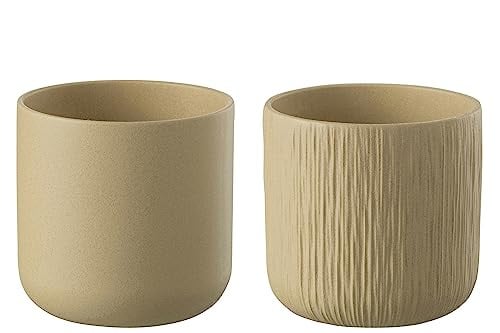 J-Line Set van 2 Keramische Bloempotten Beige Extra Extra Large