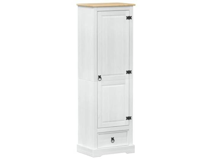 HBBMGYD Schrank, weiß, 55 x 38 x 170 cm, massives Kiefernholz Massives Kiefernholz, mattes Finish, natürliche Holzmaserung, Aufbewahrung von Kleidung und Schuhen, rustikaler Stil