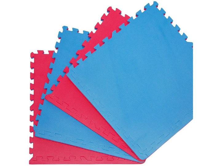 BODENSCHUTZMATTEN - 4er Set - 63/63/2 cm - Rot / Blau
