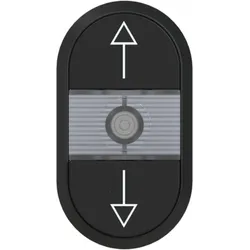 ABB MP9-1073 Doppeldrucktaster, Tasten - oben schwarz: Pfeil auf - unten flach schwarz: Pfeil ab - Mitte: gelb, beleuchtbar