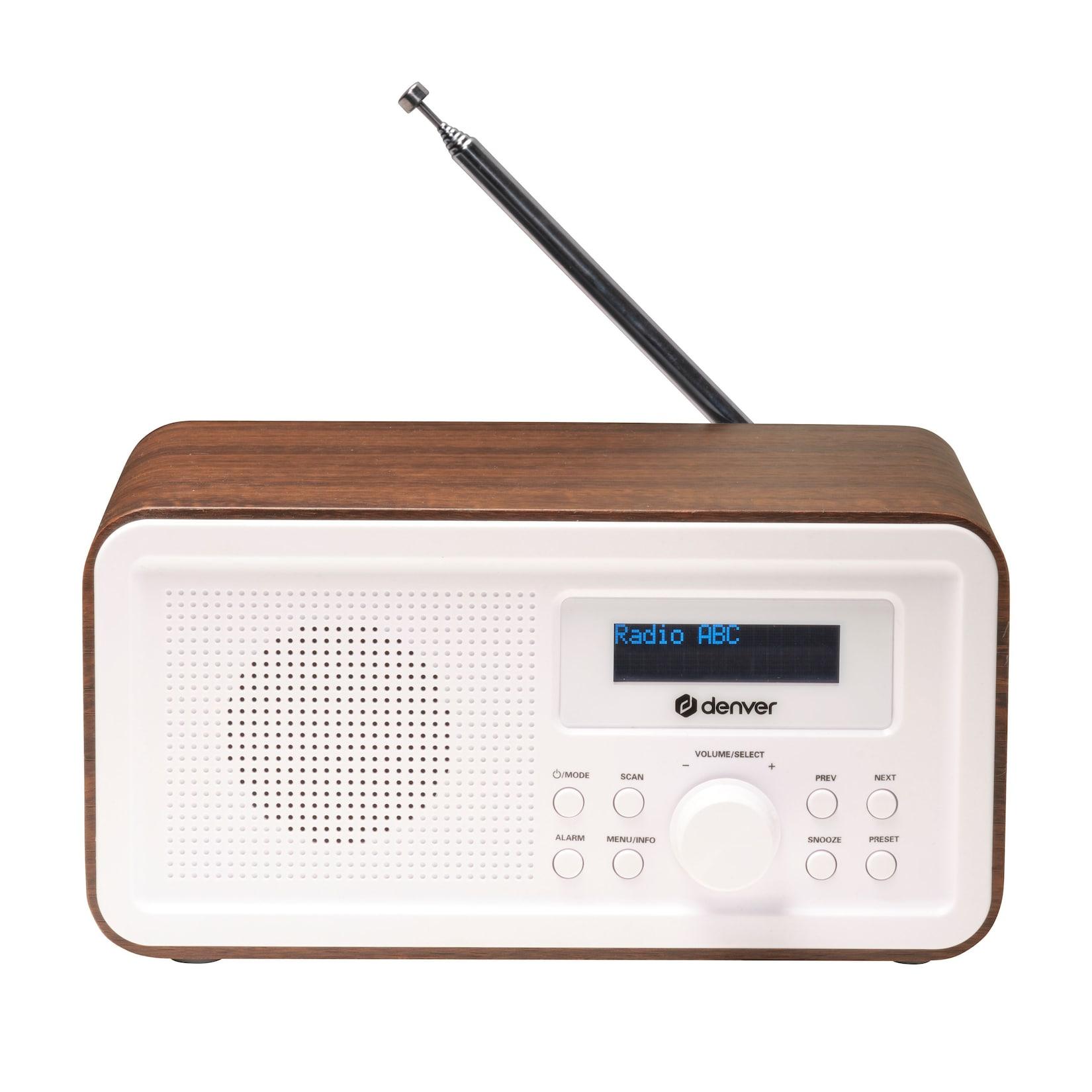Denver DAB-30 DAB+/FM-Radio– Dual-Alarm-Wecker, Holz, weiß