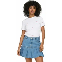 Only T-Shirt Ketty in Weiß mit Erdbeer-Print-M