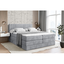 BOXSPRINGBETT EDITA KING - 140x200 - H3/H4 - Hellgrau