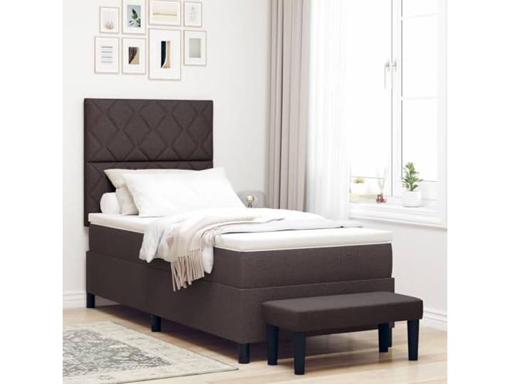 SKTQYQO Boxspringbett & Matratze & Bank Dunkelbraun Schlafzimmer Bettgestell Multifunktionsbett Geeignet für Hotel und Studien 90x200cm Stoff