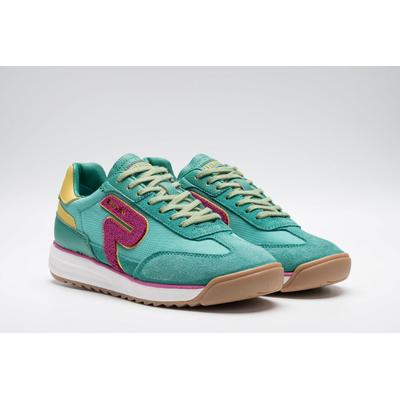 Keilsneaker REPLAY, Damen, Gr. 36, grün (grün kombiniert), Leder, Lederimitat, Textil, kontrastfarbene Details, Schuhe, Trend-Sneaker, Halbschuh, Schnürschuh mit Profilsohle
