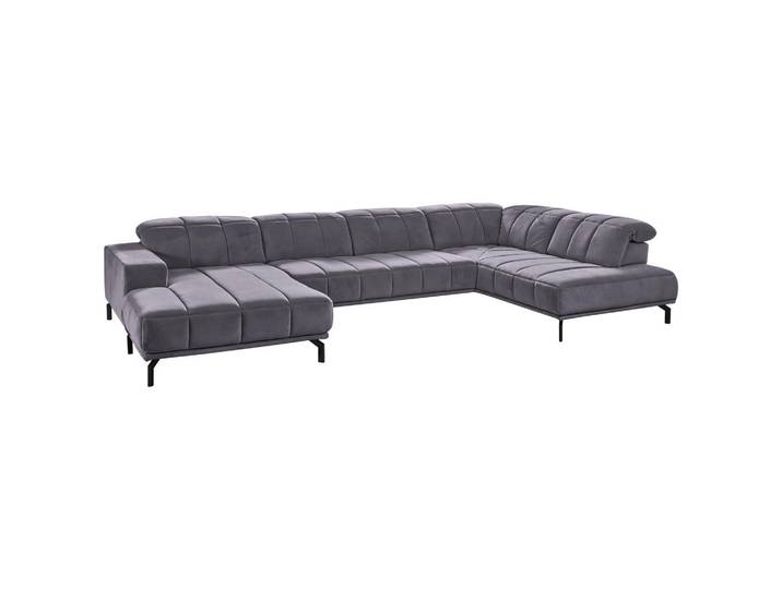 Beldomo Style Wohnlandschaft, Anthrazit, Metall, 5-Sitzer, U-Form, 383x219 cm, Goldenes M, Typenauswahl, Fußauswahl, Stoffauswahl, seitenverkehrt erhältlich, Hocker erhältlich, Wohnzimmer, Sofas & Couches, Wohnlandschaften, Wohnlandschaft U-Form