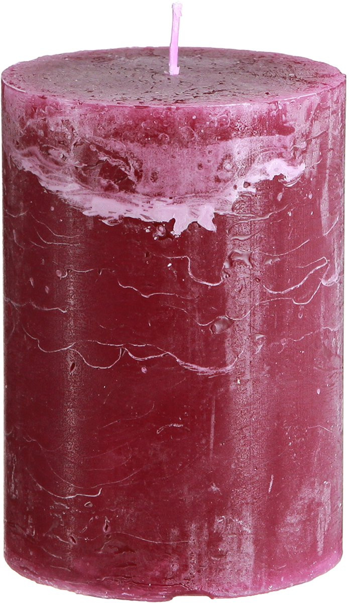 Decora Set van 2 Geverfde Pilaarkaarsen Berry-stijl, Rood, 85 x 120 mm