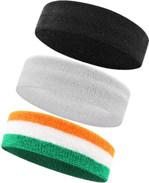 Inspire Picks AOLIKES 3PCS Cotton Sports Sweatbands Moisture Wicking Athletic Headbands For Running, Basketball, Tennis & Fitness black white multi
