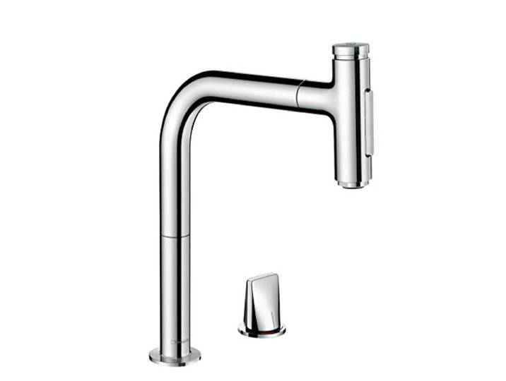 hansgrohe Metris Select M71 Mitigeur de cuisine 2 trous 200\, avec douchette extractible 2 jets\, sBox\, chromé\, 73818000