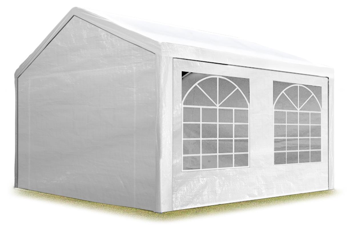 TOOLPORT Partyzelt Pavillon 4x5 m in weiß PE Plane 350 N Wasserdicht UV Schutz Festzelt Gartenzelt