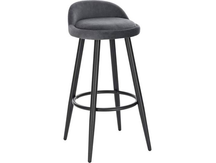 WOLTU 1 X Tabouret de Bar Chaise de Bar en Velours Tabouret Bistro avec Repose-Pieds en métal Gris Foncé