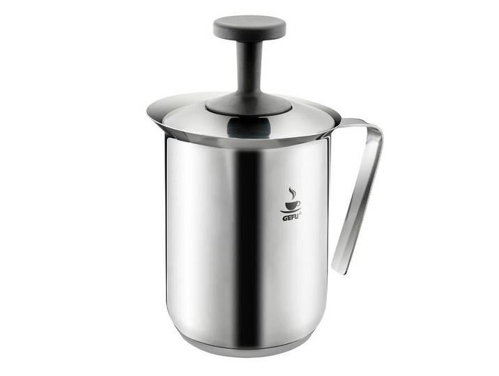 Gefu Milchschäumer, Schwarz, Edelstahlfarben, Metall, Kunststoff, 800 ml, 19.5 cm, Kochgeschirr, Küchengeräte, Kaffeemaschinen & Milchschäumer
