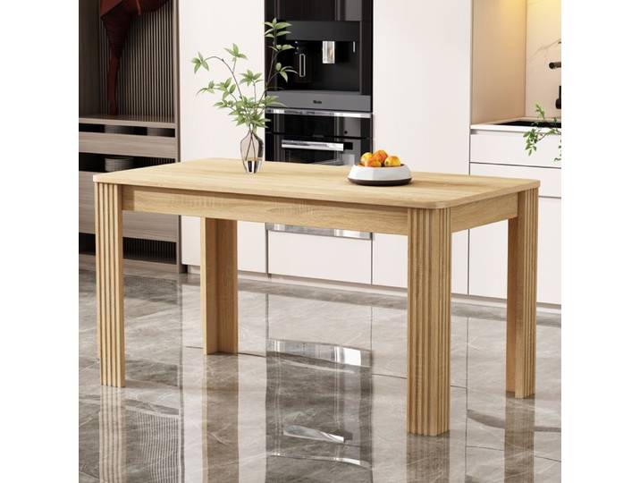 Table de Salle à Manger - Style Contemporaine - Bois Massif - Table à Café de Loisirs - Table à Manger Moderne - Couleur Chêne