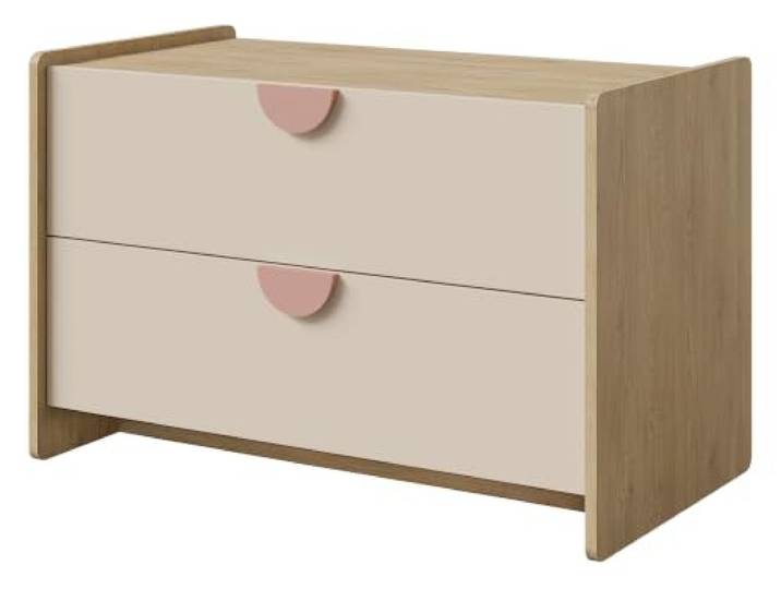 Mirjan24 TV-Lowboard Isenat MD11 mit 2 Schubladen (Puderrosa) TV-Schrank mit abgerundeten Kanten und Halbmondgriffen, B/H/T: 94/61/50 cm
