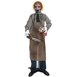 Europalms Halloween Figur Zombie mit Kettensäge, animiert, 170cm (1 Stk.)