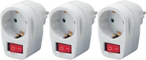 Basetech 7627115 Schaltbare Zwischensteckdose 3er Set 1polig Weiß