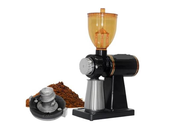 Mahlwerk, Elektrische Kaffeemühle Bean Maschine 8 Schritte Anti-Jump 60mm Flache Grat 100W(Noir)