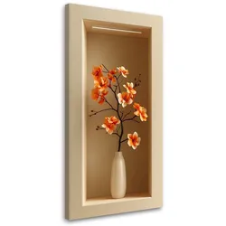 LEINWANDBILD Pflanzenblumen in einer Vase in einer Vertiefung 60x120cm