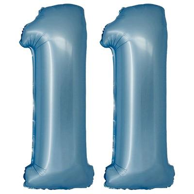 XL Folienballon blau matt Zahl 11