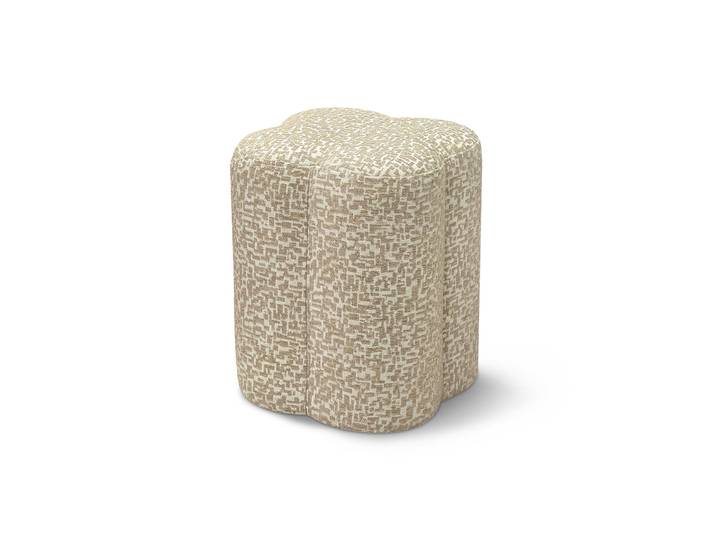 Pouf En Tissu Texturé À Motifs Beige Lucky