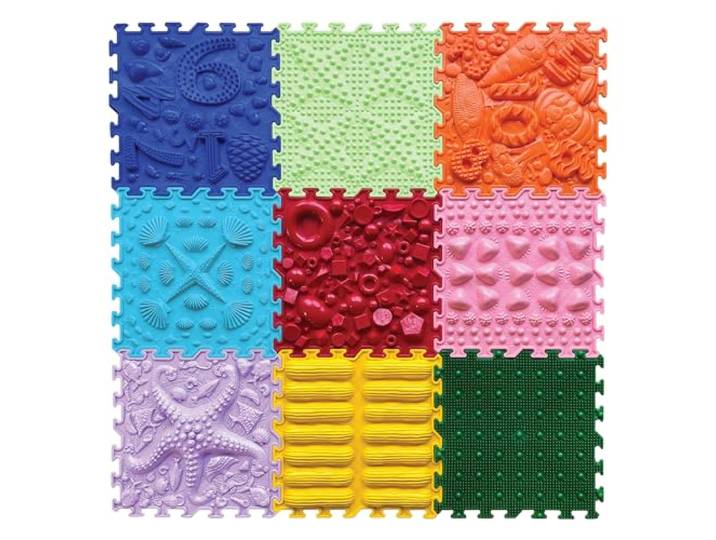 ORTO NATURE 9-delige Sensorische Massagepuzzelmatten (Rainbow Melody)