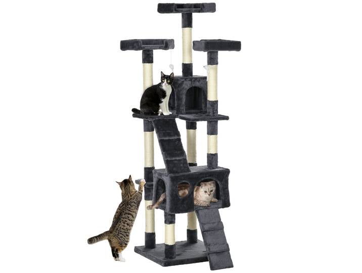 PawHut Árbol Rascador para Gatos Grande 49x49x173 cm con Múltiples Niveles