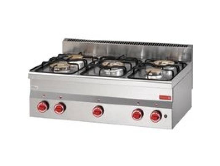 Fourneau gaz à poser - GASTRO-M - 5 feux - Thermostat 6 positions - Acier inoxydable