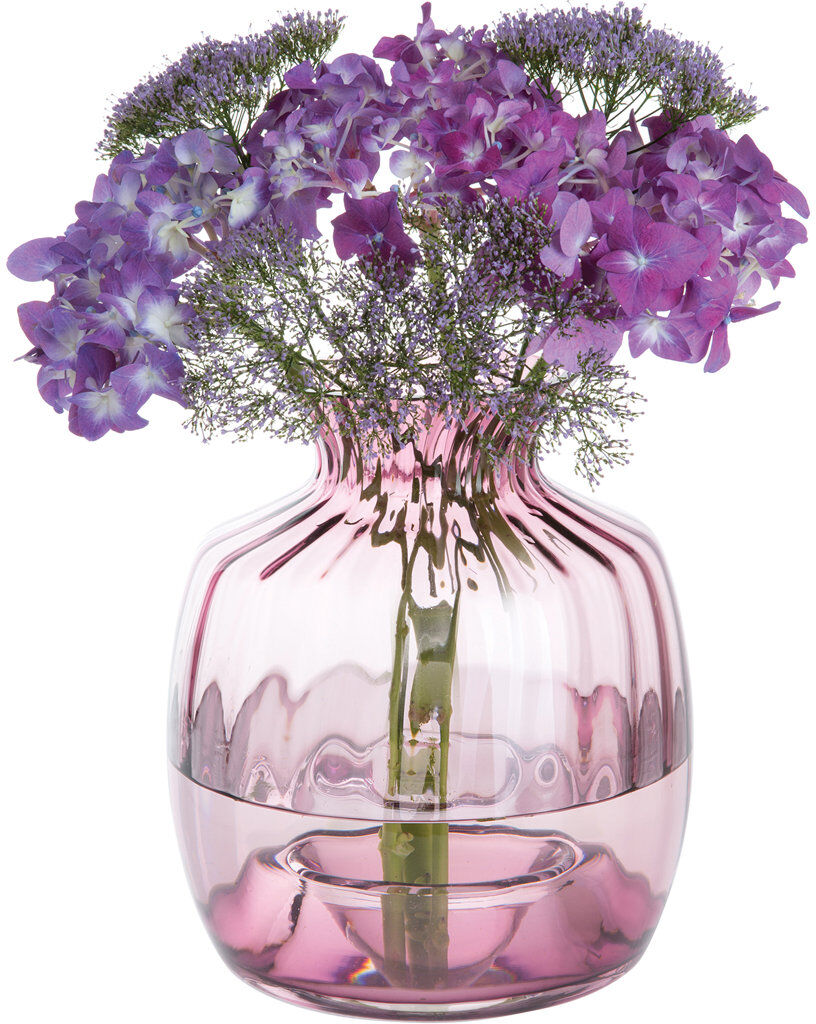 Dartington Crystal Cushion Table Vase Heather 21.5cm H X 20cm W X 20cm D