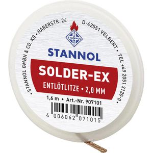 Stannol Entlötlitze Solder Ex, 907101, 2mm breit, mit Flussmittel, Länge 1,6m