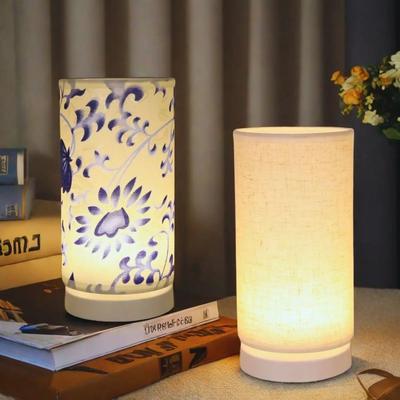 Inspired Living Warm Fabric LED Desk Lamp With USB Power For Bedroom, Reading & Home Decor linen Cover