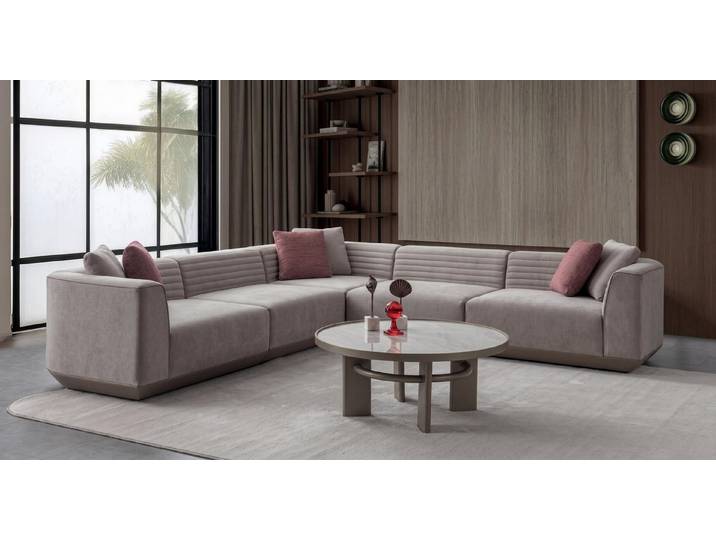 JVmoebel Wohnlandschaft Design Ecksofa modular Stoff beige modern, 1 Teile, Made in Europa