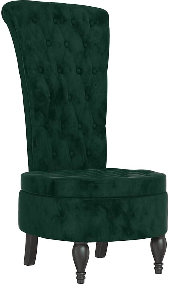 vidaXL Chaise à dossier haut vert foncé velours conception de bouton