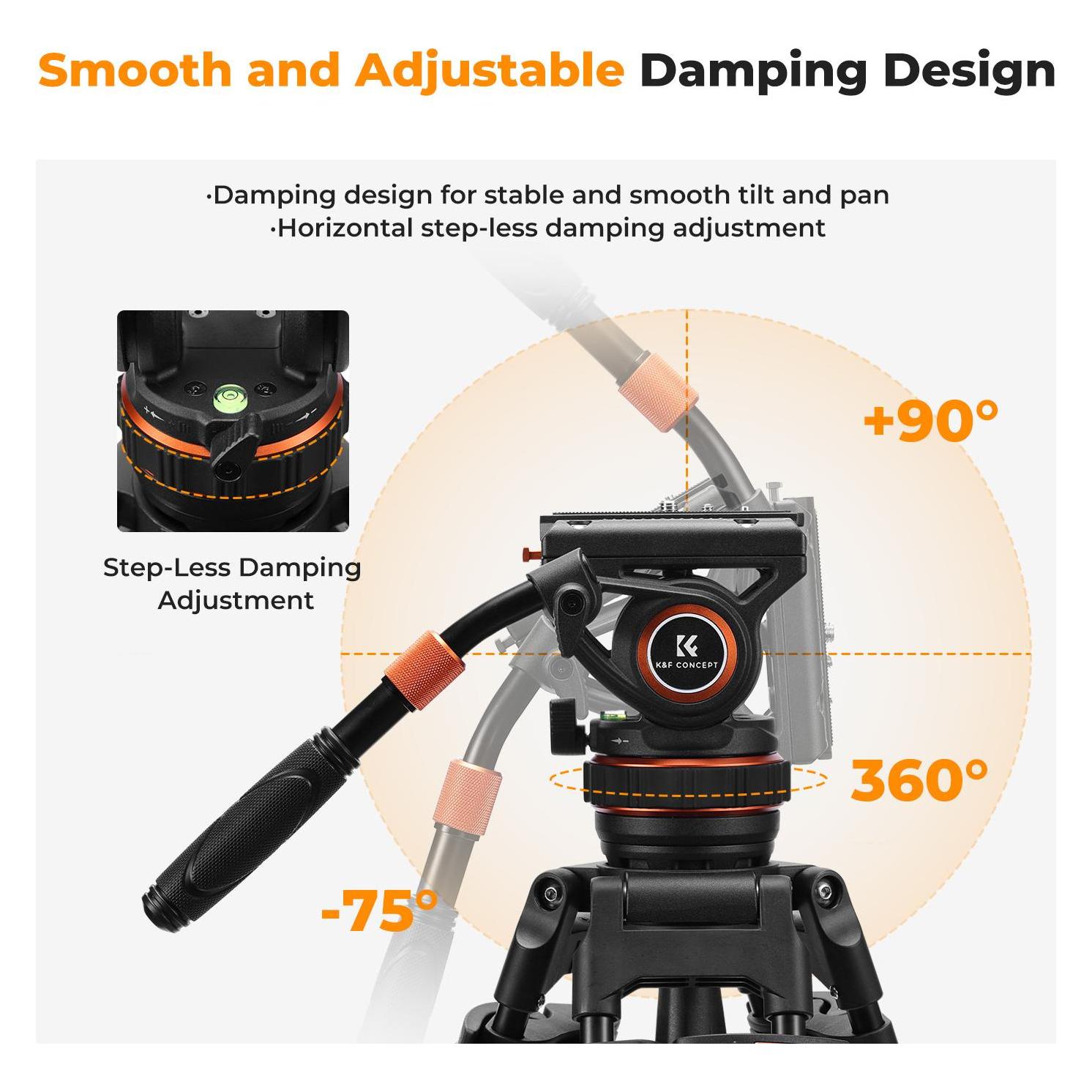 K&F Concept VA3+BV10 Magnesium Aluminum Alloy Video/Camcorders Tripod (Metall) (KF09.147)