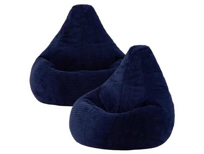 Icon Dalton Sitzsack Cord mit Füllung, 2er Pack, Blau In Deutschland Hergestellt, Sitzsack Erwachsene, Weicher Cordstoff, Gaming Sitzsack für Wohnzimmer und Schlafzimmer