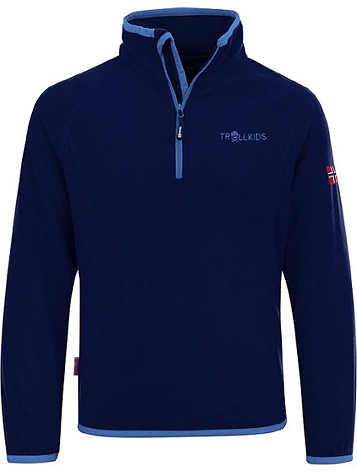 Trollkids Fleecepullover "Nordland" in Dunkelblau/ Hellblau - 110