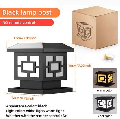 Inspired Finds SolarGlow Outdoor Post Lights Solar Powered Fence Cap Lights With Dual Color Modes & High Brightness Warm White Illumi black 1pc