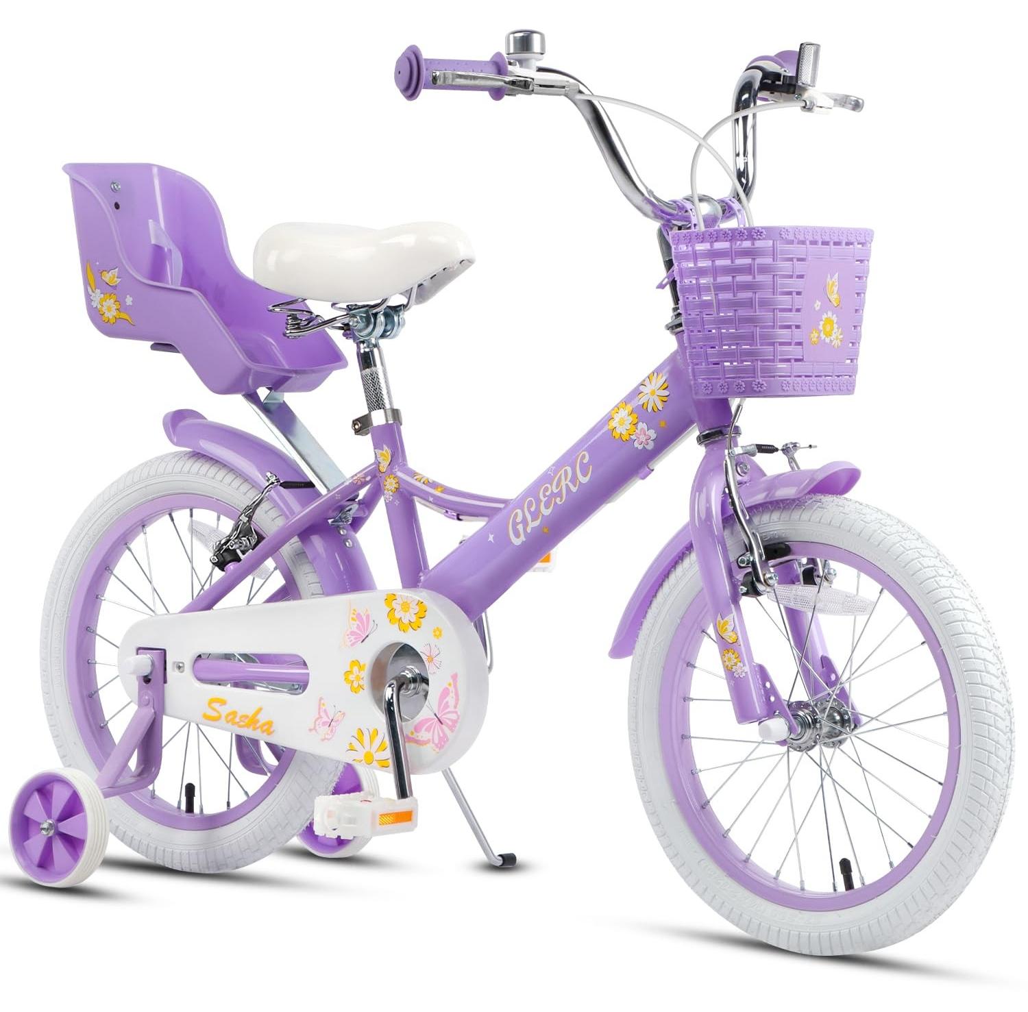 Solidchoice - Mädchenfahrrad, 12-20 Zoll, mit Puppensitz und Korb