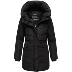 MARIKOO Damen Winter Steppjacke gesteppt warm Winterjacke, Outdoor, Kapuze, Fleece, gefüttert, Kragen, figurbetont Delilah