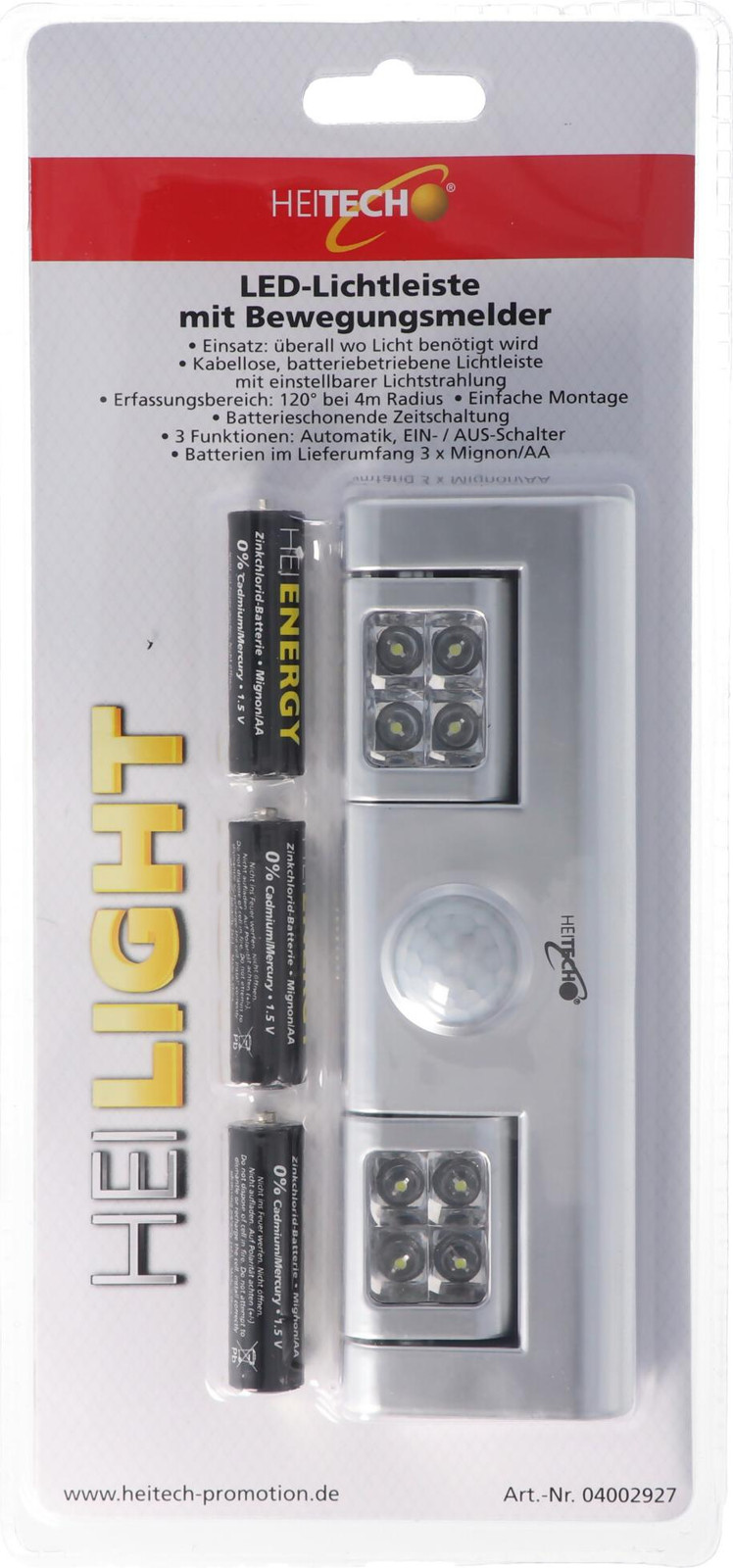 HEITECH LED-lichtbalk met bewegingssensor en nachtlampfunctie