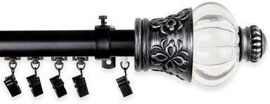 Rod Desyne "Heritage Traverse Curtain Rod Set, 110"" to 156"", Black"
