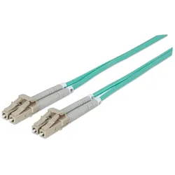 Intellinet Glasfaser LWL-Anschlusskabel, Duplex, Multimode, LC/LC, 50/125 μm, OM3, 1 m, Aqua