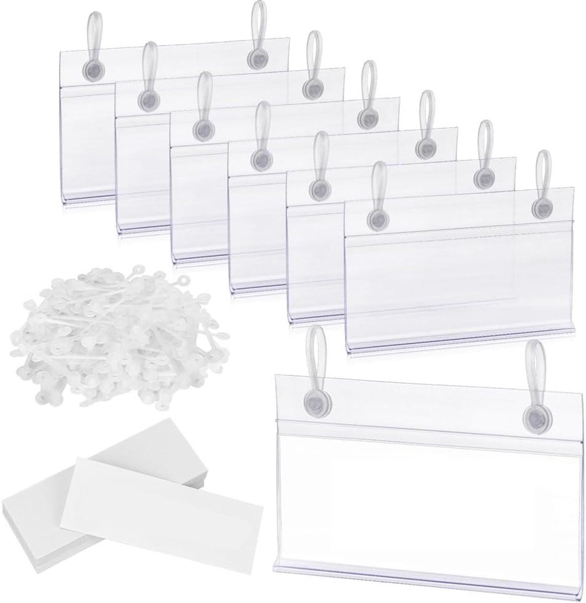 Set van 100 transparante labelhouders voor prijslabels en winkelpresentatie