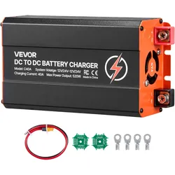 VEVOR DC-DC Ladebooster 40 A 520 W, Ladegerät für Lichtmaschine 12 V / 24 V-12 V / 24 V Schnellladung für LiFePO4 AGM Gel Batterien & Powerstations Wohnmobil Caravans Notstromversorgung zu Hause