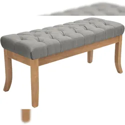 CLP Sitzbank Ramses Stoff mit hellem Holzgestell Stoff HBT: 46x100x38 cm grau 100 cm