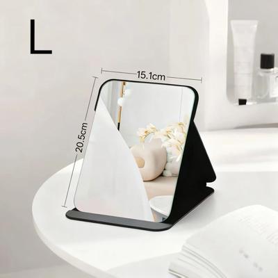 Uplifted Finds Portable Compact Folding Desktop Makeup Mirror With Storage Base black L
