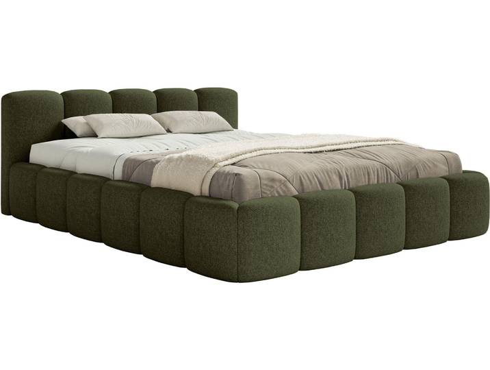 Selsey Cloudy Low - Polsterbett 200x200 cm, wasserabweisende Chenille, Olive